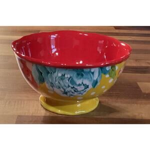 Pioneer Woman Blossom Jubilee Footed Floral Yellow Soup Cereal Bowl 6.25”